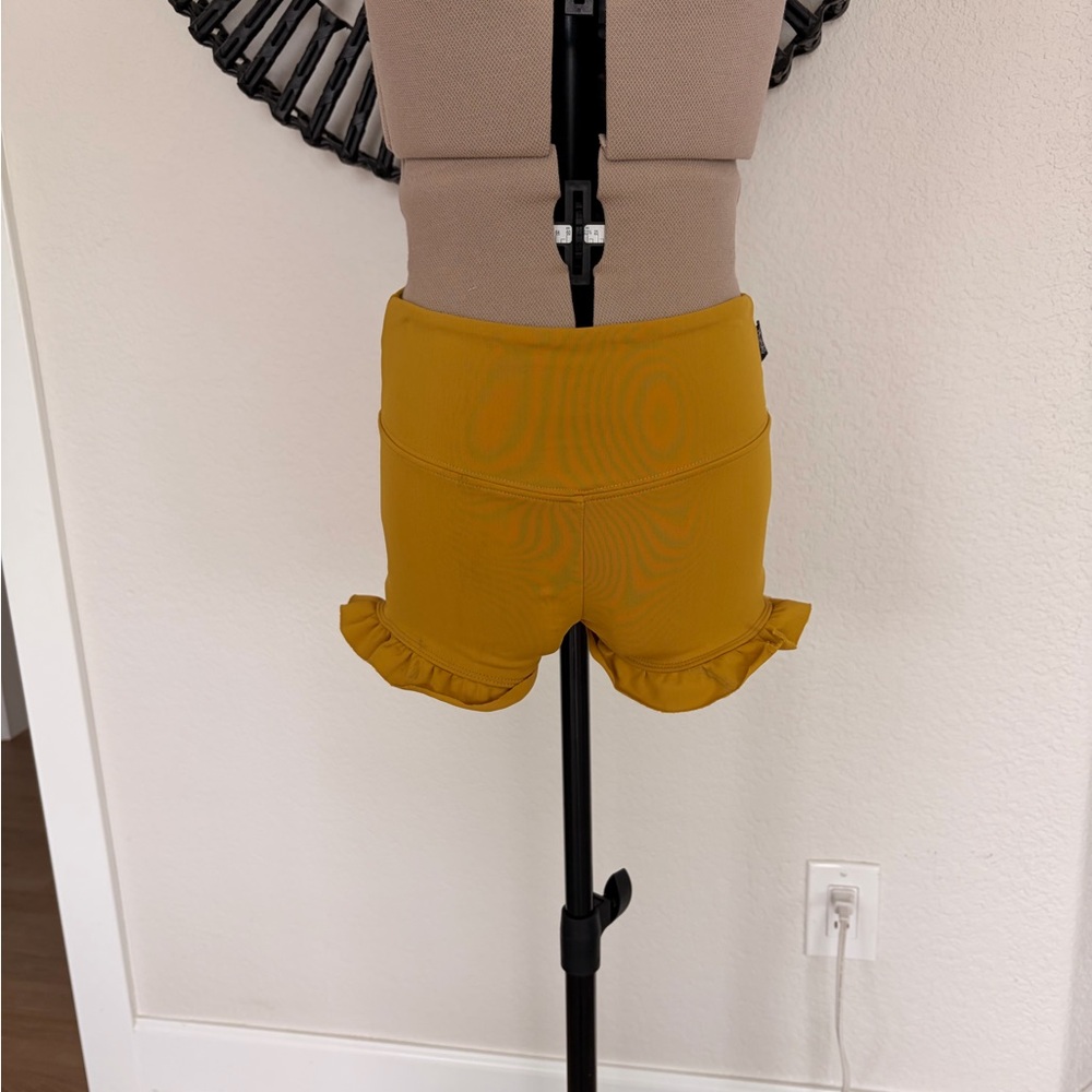 Tiger Friday Mustard Ruffle Hem Women Shorts